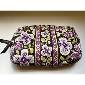 Vera Bradley Zipper Hanging Purple And Brown Floral Cosmetic Bag 8 X 6 (J)